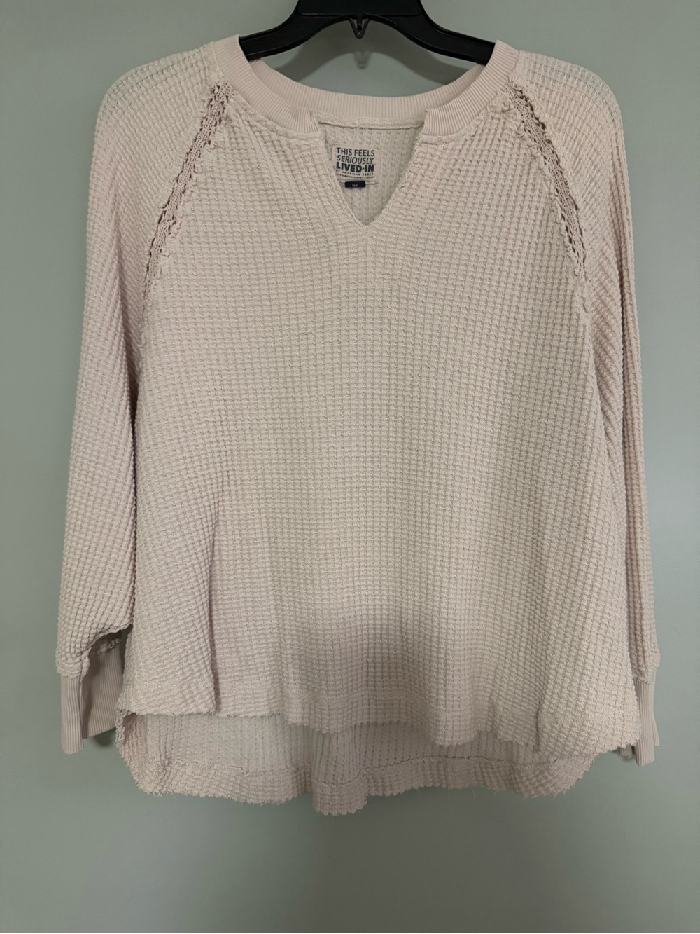 American Eagle Outfitters Soft Pink Waffle Knit Pullover